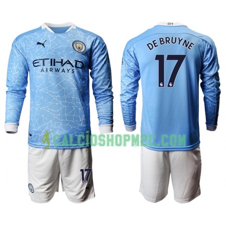Manchester City Kevin De Bruyne 17 Bambino Maglia Prima 2020/2021 Manica Lunga (+ Pantaloncini)
